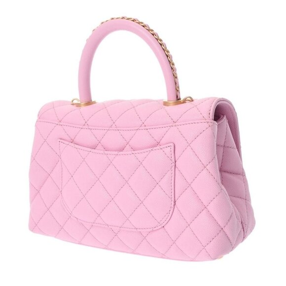 CHANEL Caviar Quilted Mini Coco Chain Handle Flap Bag Pink - Picture 3 of 10